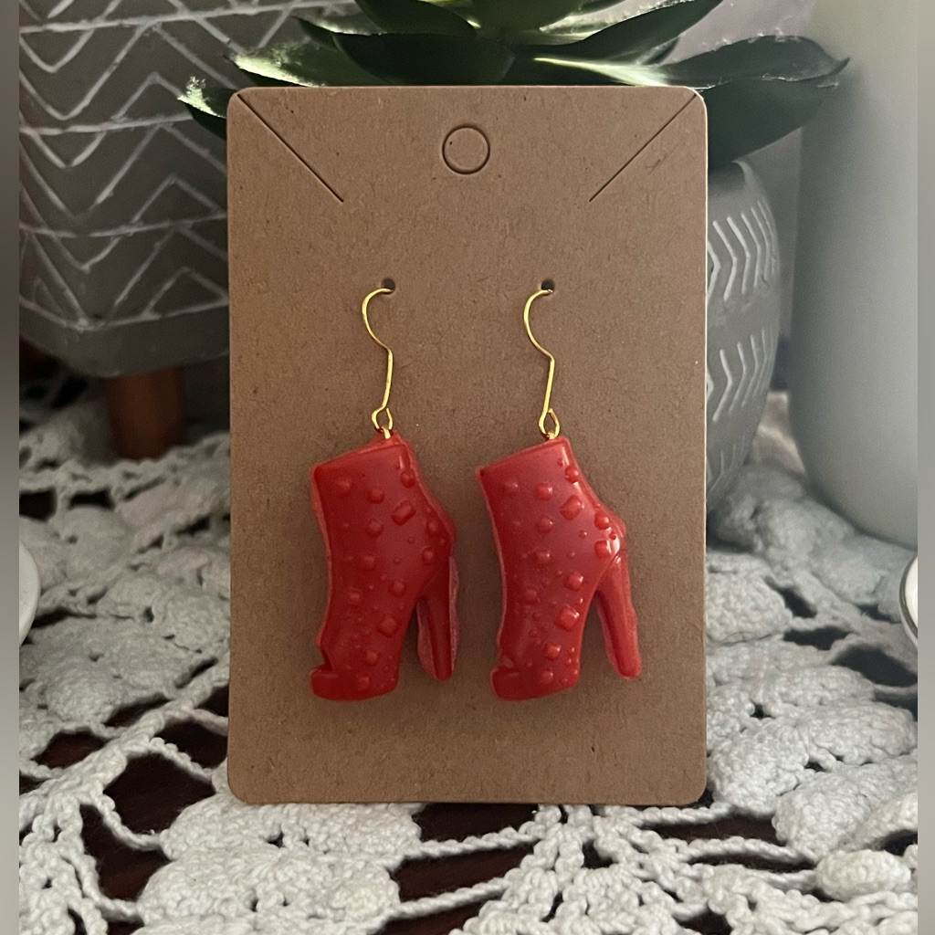 *3 For $20* Red Studded Boot Barbie Shoe Earrings